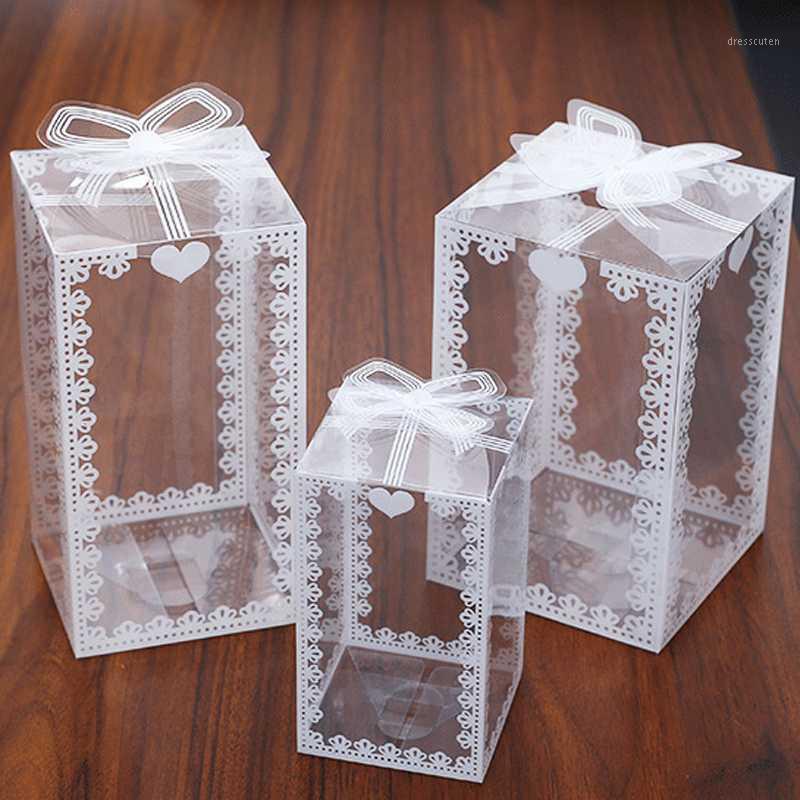 

5/10pcs Lace Translucent Pvc Square Candy Packing Box Cookie Cake Box Jewelry Gift Birthday DIY Wedding gift Party Decor1