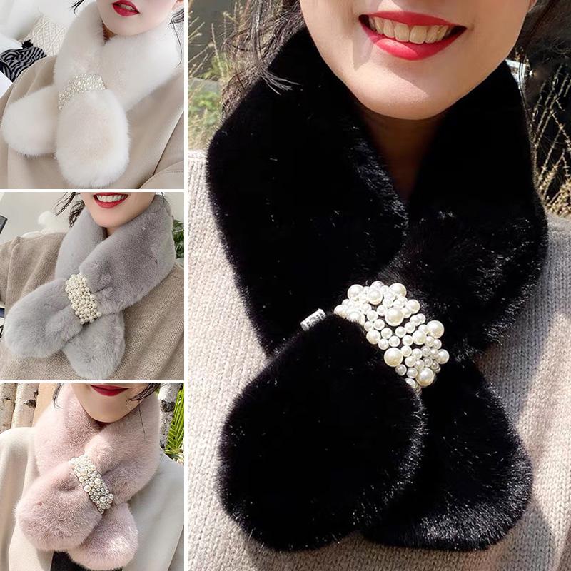 Women Winter Warm Scarf Pearl Faux Fur Plush Cross Collar Scarf Shawl Solid Elegant Warm Thicken Girl Fashion
Women Winter Warm Scarf Pearl Faux Fur Plush Cross Collar Scarf Shawl Solid Elegant Warm Thicken Girl Fashion