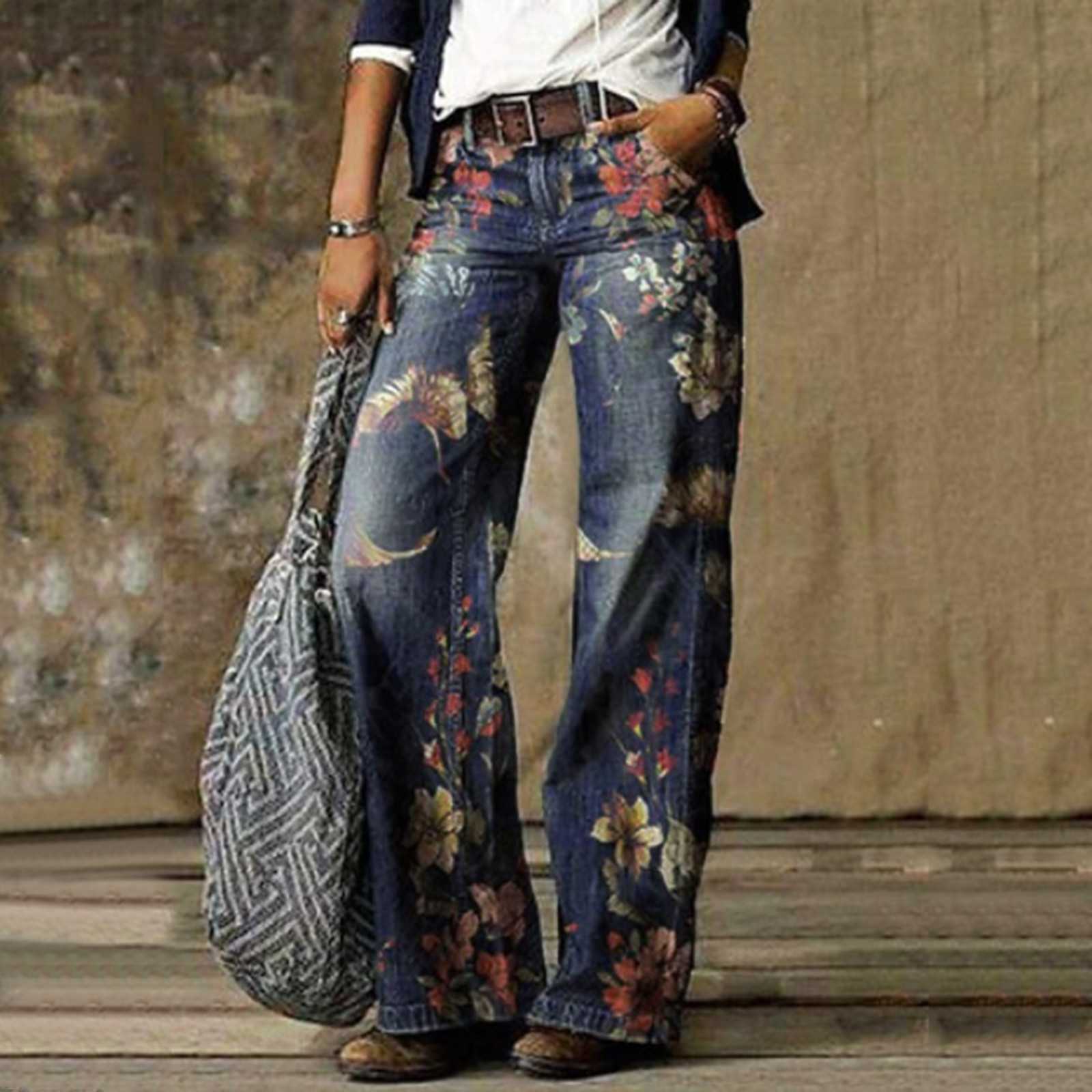 Casual Plus Size Loose Jeans Women 2020 Autumn Winter Elegant Floral Print Denim Pants Vintage Ladies Wide Leg Jean Trousers R1 J1207, Blue
Casual Plus Size Loose Jeans Women 2020 Autumn Winter Elegant Floral Print Denim Pants Vintage Ladies Wide Leg Jean Trousers R1 J1207, Blue