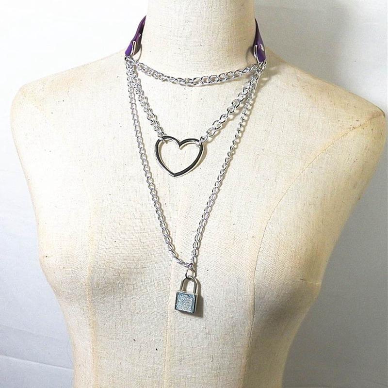 New Woman Gothic Lock And Heart Chain Necklace Multilayer Punk Choker Collar Pendant Necklace Leather Kawaii Witch Jewellery
New Woman Gothic Lock And Heart Chain Necklace Multilayer Punk Choker Collar Pendant Necklace Leather Kawaii Witch Jewellery