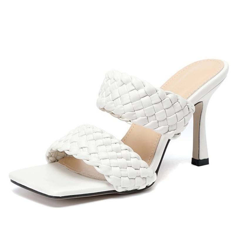 2021 New -leather Plutonium Braided Slippers Women's High Woman's Party Shoes Cross Wove, Sexy Mules with Skinny Heels -42 46M3, White
2021 New -leather Plutonium Braided Slippers Women's High Woman's Party Shoes Cross Wove, Sexy Mules with Skinny Heels -42 46M3, White