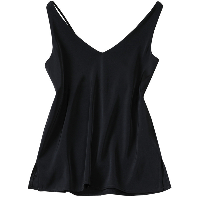 Spaghetti Strap Top Women Halter V Neck Basic White Cami Sleeveless Satin Silk Tank Tops Women'S Summer Camisole Plus Size 5XL T200731