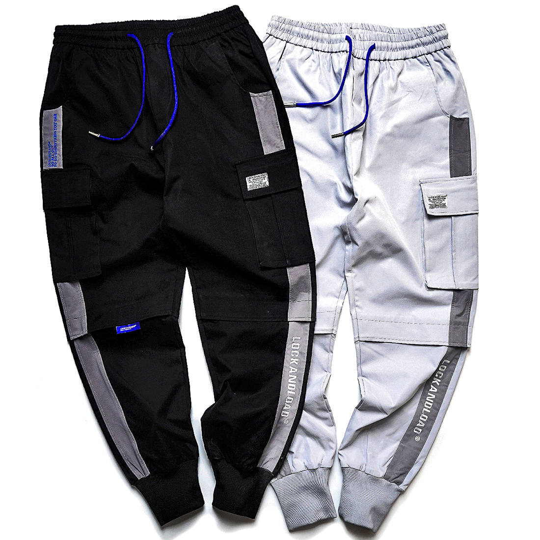 EFUNGAL Cargo Pocket Track Pants Harem Joggers Men High Fashion Urban Streetwear Full Length Hip Hop Trousers 201109