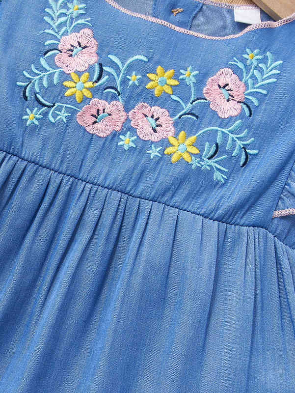 Baby Floral Embroidery Ruffle Sleeve Dress SHE