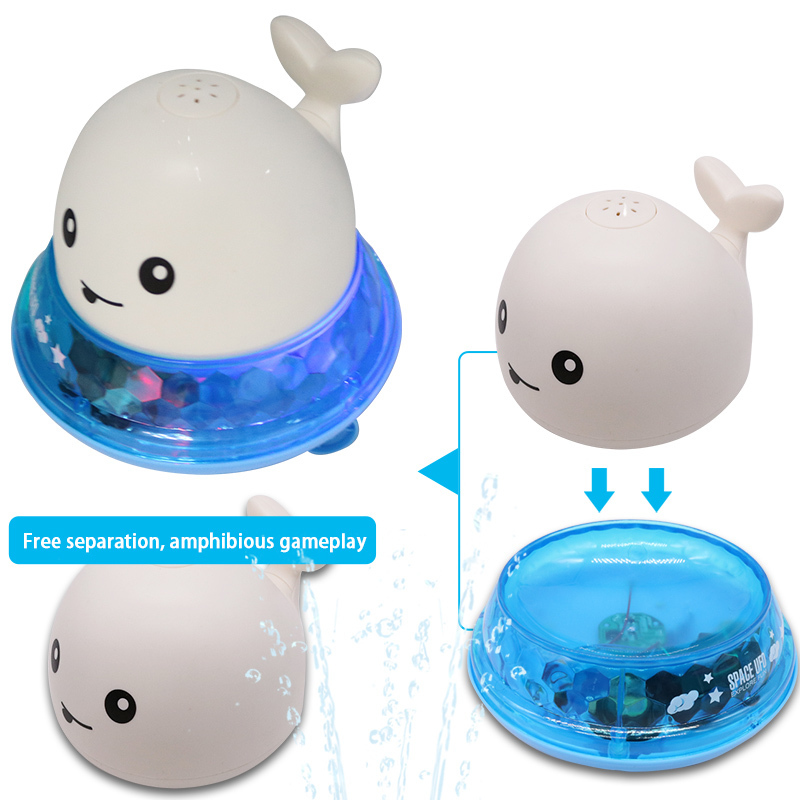 Baby toy Children Bathing toys Creative Water Spray Whale Shape Led Light Water Spray Ball Automatic Induction Toy For Kid Gift LJ201019