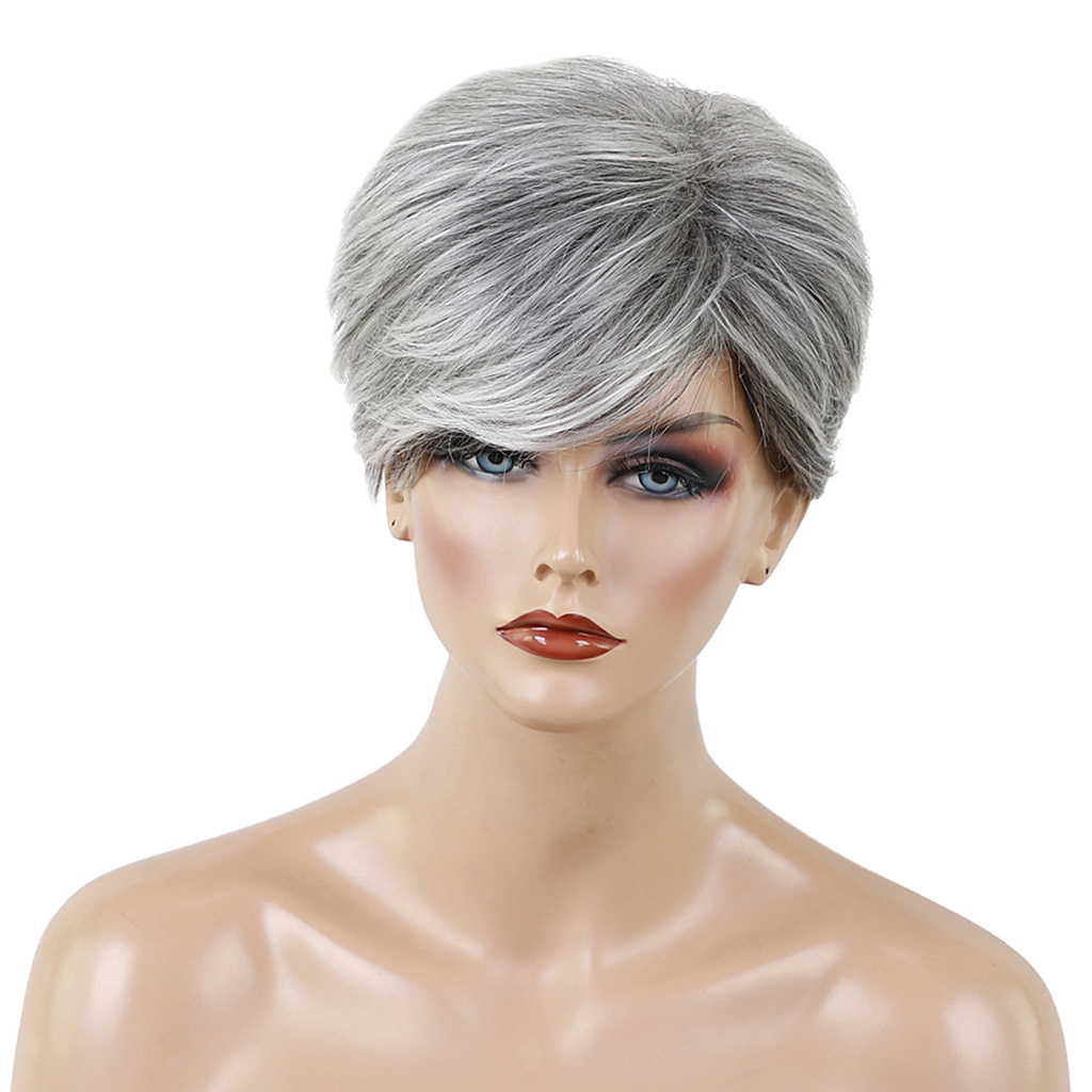 10 Inch Wigs Synthetic Hair Heat Resistant for Women With Inclined Bangs