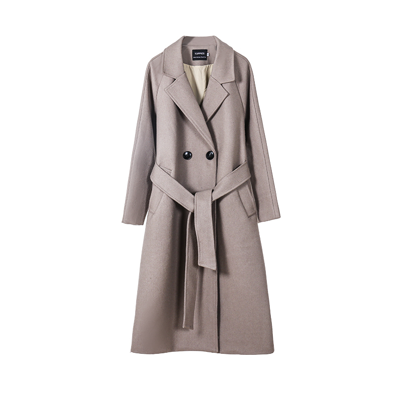 toppies Fall wool coat women long coat jacket 50% wool ladies outwear double breasted outwear 201222