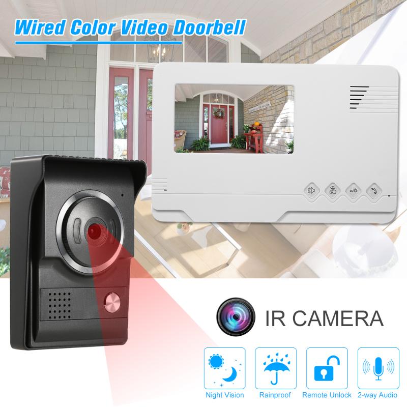4.3 inch TFT Wired Color Video Doorbell Indoor Monitor with IR-CUT Rainproof Outdoor Camera Visual Intercom Video Door Phone
4.3 inch TFT Wired Color Video Doorbell Indoor Monitor with IR-CUT Rainproof Outdoor Camera Visual Intercom Video Door Phone