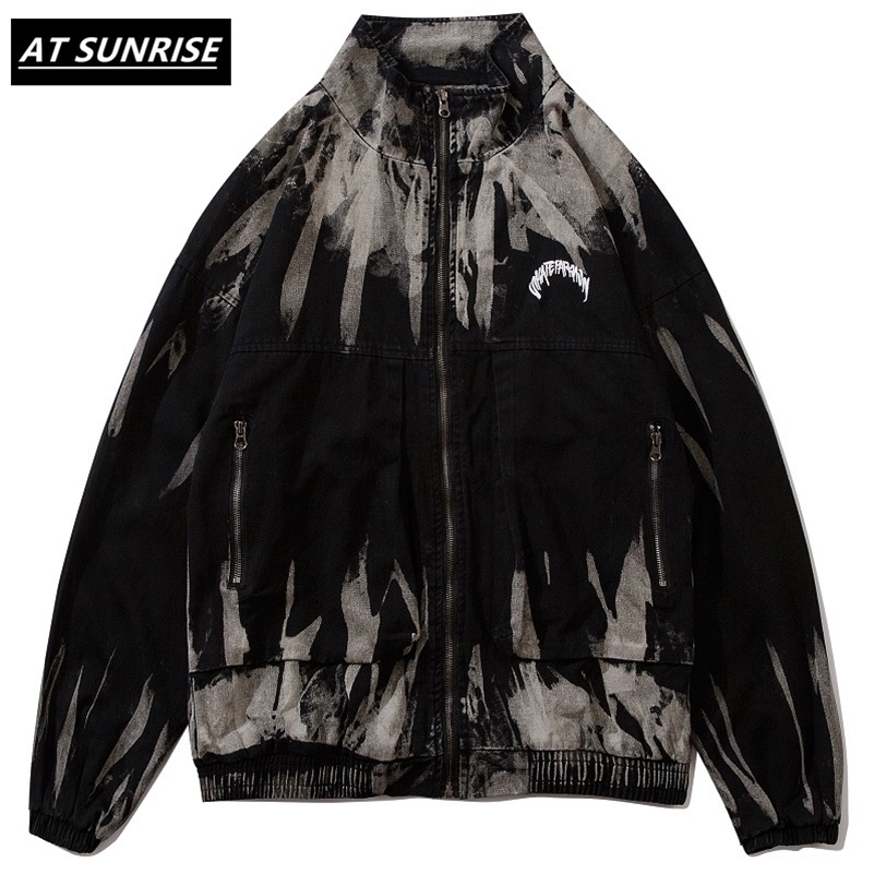 AT SUNRISE Hip Hop Jacket letter Embroidery zipper Denim Jackets Sleeve Tie Dye Casual Jeans Jacket Coats Street Stand tops 201105, Black
AT SUNRISE Hip Hop Jacket letter Embroidery zipper Denim Jackets Sleeve Tie Dye Casual Jeans Jacket Coats Street Stand tops 201105, Black