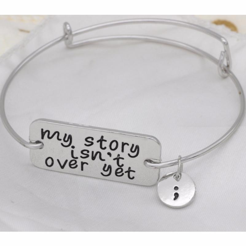 Adjustable bangle Fashion bracelet inspirational jewelry high quality my story isn't over yet semicolon bracelet jewelry B129
Adjustable bangle Fashion bracelet inspirational jewelry high quality my story isn't over yet semicolon bracelet jewelry B129