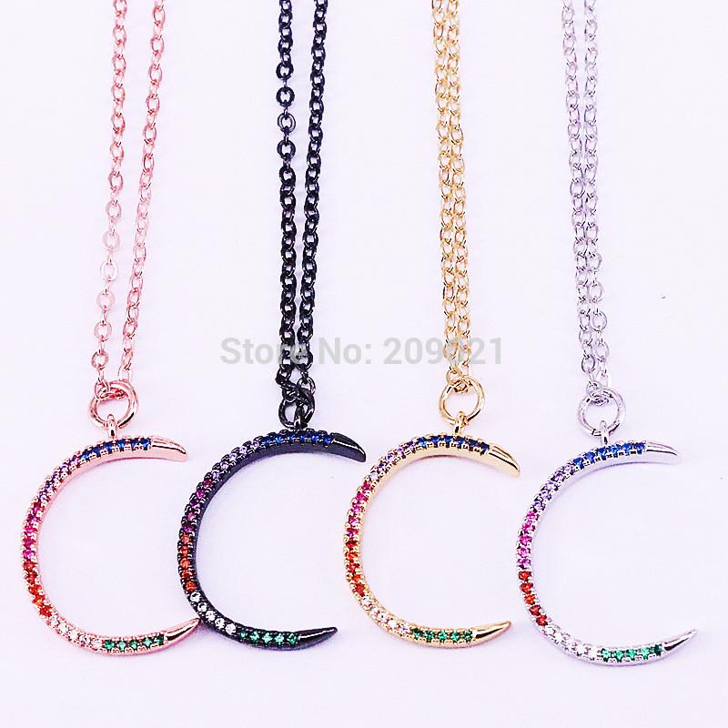 Pendant Necklaces Fashion 10Pcs Mix Color Rainbow CZ Zirconia Micro Pave Crescent Moon Necklace Jewelry Women Gift
Pendant Necklaces Fashion 10Pcs Mix Color Rainbow CZ Zirconia Micro Pave Crescent Moon Necklace Jewelry Women Gift