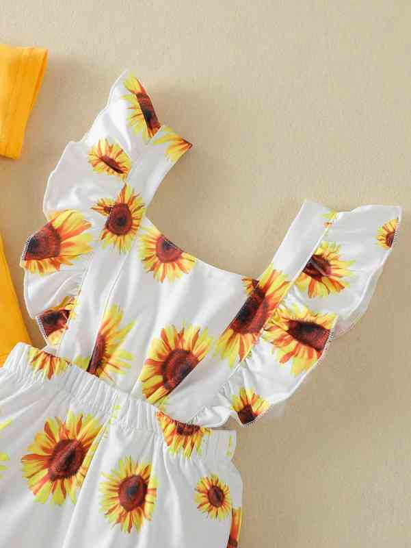 Baby Girl Bodysuit & Ruffle Floral Jumpsuit & Headband SHE