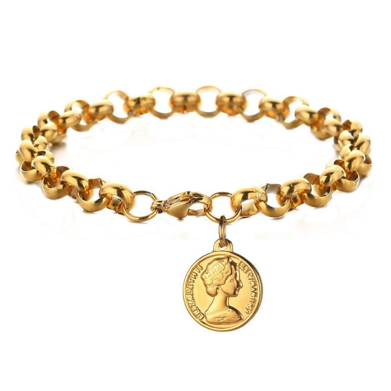 Charm Bracelets 100% Satinless Steel Coin Toggle Bracelet For Women Gold/Silver Color Metal Elizabeth Chunky Chain Femme
Charm Bracelets 100% Satinless Steel Coin Toggle Bracelet For Women Gold/Silver Color Metal Elizabeth Chunky Chain Femme