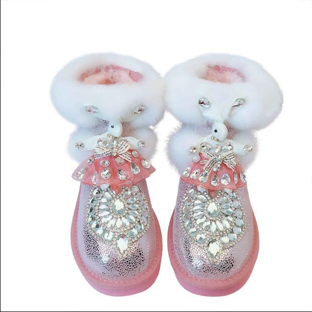 2020 Dwaterproof Strass Proof Real Water Women's Leather Snow Boots Skin Tube Non-slip Cotton Hot Shoes 7buf, Pink 
2020 Dwaterproof Strass Proof Real Water Women's Leather Snow Boots Skin Tube Non-slip Cotton Hot Shoes 7buf, Pink