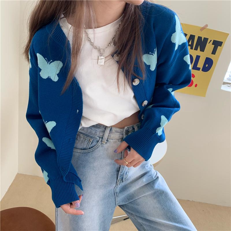 Hzirip Women Knitted Sweaters Female Cardigan Butterfly Pattern Short Tops 2020 Autumn Winter New Elegant All-Match Office Lady, Blue
Hzirip Women Knitted Sweaters Female Cardigan Butterfly Pattern Short Tops 2020 Autumn Winter New Elegant All-Match Office Lady, Blue
