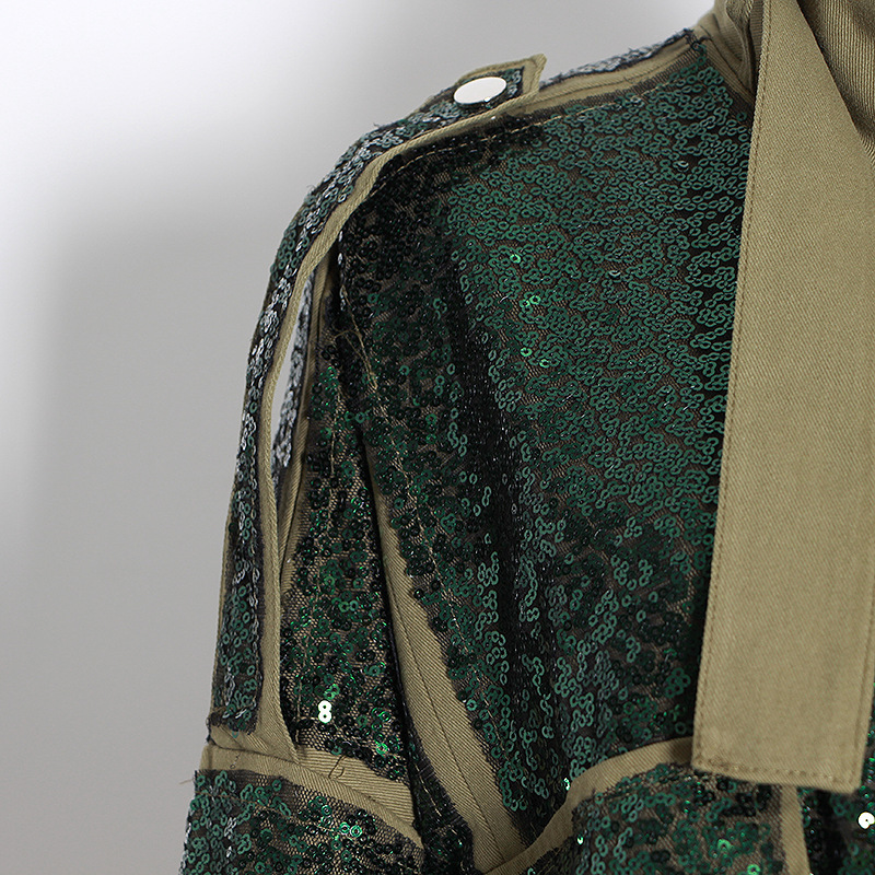 Spring Jacket Fashion Casual Symmetrical Pocket Sequins Jacket Women's Long Sleeve Jacket 201017