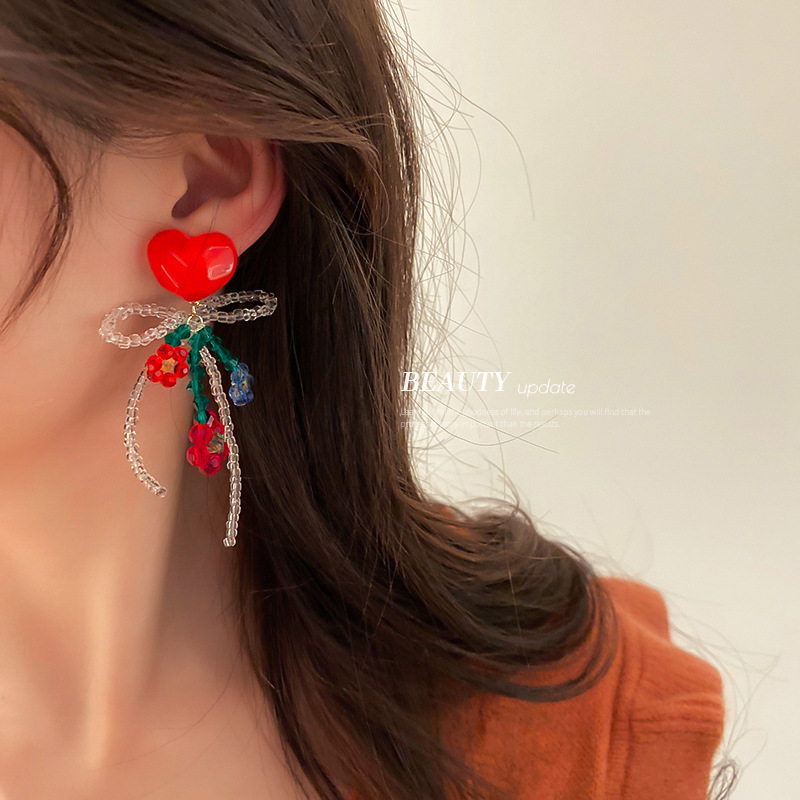 Silver Needle Resin Crystal Flowers Love Heart Bow TieeardropElegant Long Tassel Earrings Sweet Personality jewelry for Women
Silver Needle Resin Crystal Flowers Love Heart Bow TieeardropElegant Long Tassel Earrings Sweet Personality jewelry for Women