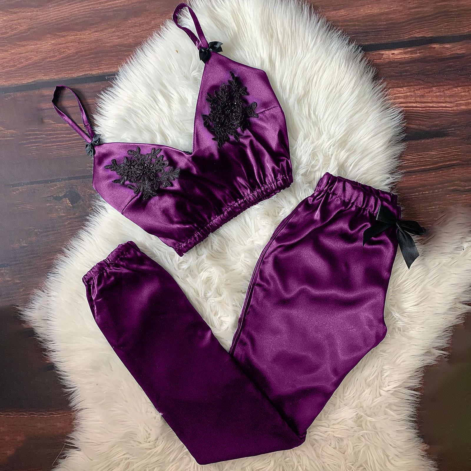 Womens Winter Twopiece Home Sleepwears Suit For Spring And Sleeveless Stain Bowknot Suede Pants Pajamas Women Cotton5487514