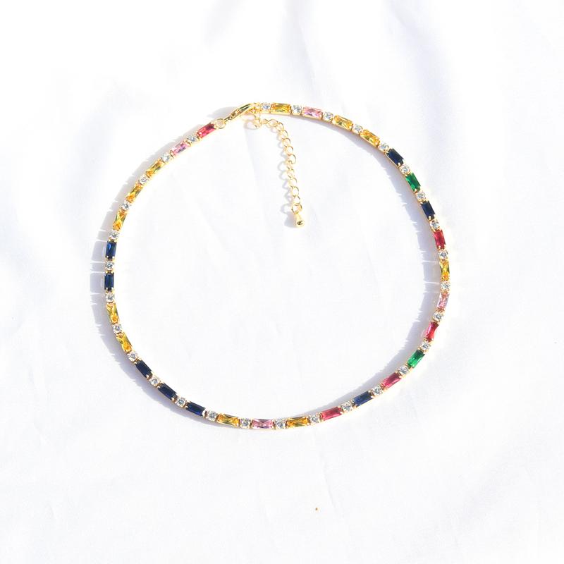 Rainbow Zircon Tennis Necklaces for Women Girls Gold Choker Necklaces Fashion Layer Necklace Colorful CZ Jewelry
Rainbow Zircon Tennis Necklaces for Women Girls Gold Choker Necklaces Fashion Layer Necklace Colorful CZ Jewelry