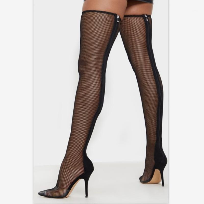 Women fishnet OverKnee High Boots PVC Stiletto Summer Boots Ladies Long Back Zipper Pointed toe Sexy Long Thigh High1, Black
Women fishnet OverKnee High Boots PVC Stiletto Summer Boots Ladies Long Back Zipper Pointed toe Sexy Long Thigh High1, Black