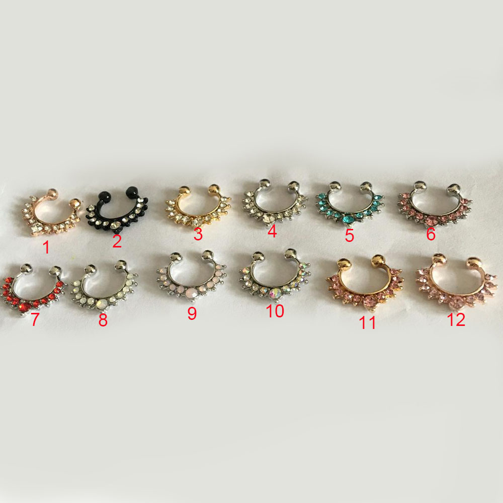 Shiny Crystal Nose Rings Studs Crown Shape Nose Screw Hoop Diamond Hypoallergenic Nostril Nose Piercing Jewelry for Women Wholesale Price