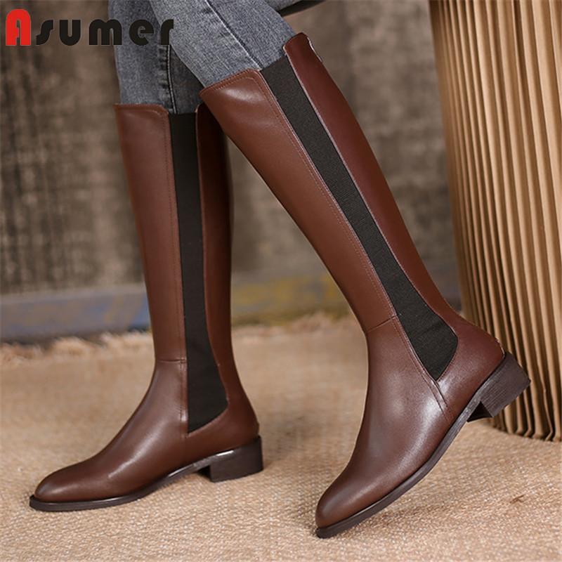 Asumer New Arrive Winter Shoes Women Riding Boots Mixed Colors Stretch Round Toe Low Heels Casual Shoes Women Knee High Boots, Black
Asumer New Arrive Winter Shoes Women Riding Boots Mixed Colors Stretch Round Toe Low Heels Casual Shoes Women Knee High Boots, Black