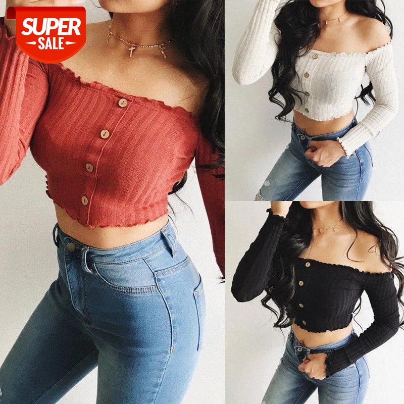 New Sexy Women Long Sleeve T-Shirts Single Buttons Knitted Crop Tops Ladies Off Shoulder Long Sleeve Tops T Shirts #f04D, White
New Sexy Women Long Sleeve T-Shirts Single Buttons Knitted Crop Tops Ladies Off Shoulder Long Sleeve Tops T Shirts #f04D, White