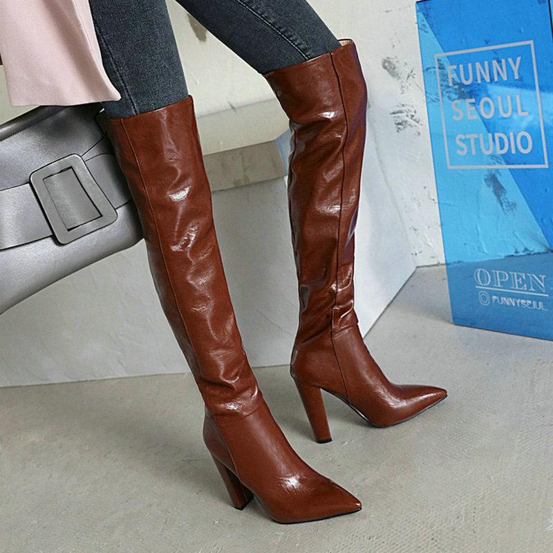 Plus Size 34-43 Women Over the Knee Boots Fashion Pointed Toe Women Square Heel Boots PU Leather Women's Shoes Black Blue Red
Plus Size 34-43 Women Over the Knee Boots Fashion Pointed Toe Women Square Heel Boots PU Leather Women's Shoes Black Blue Red