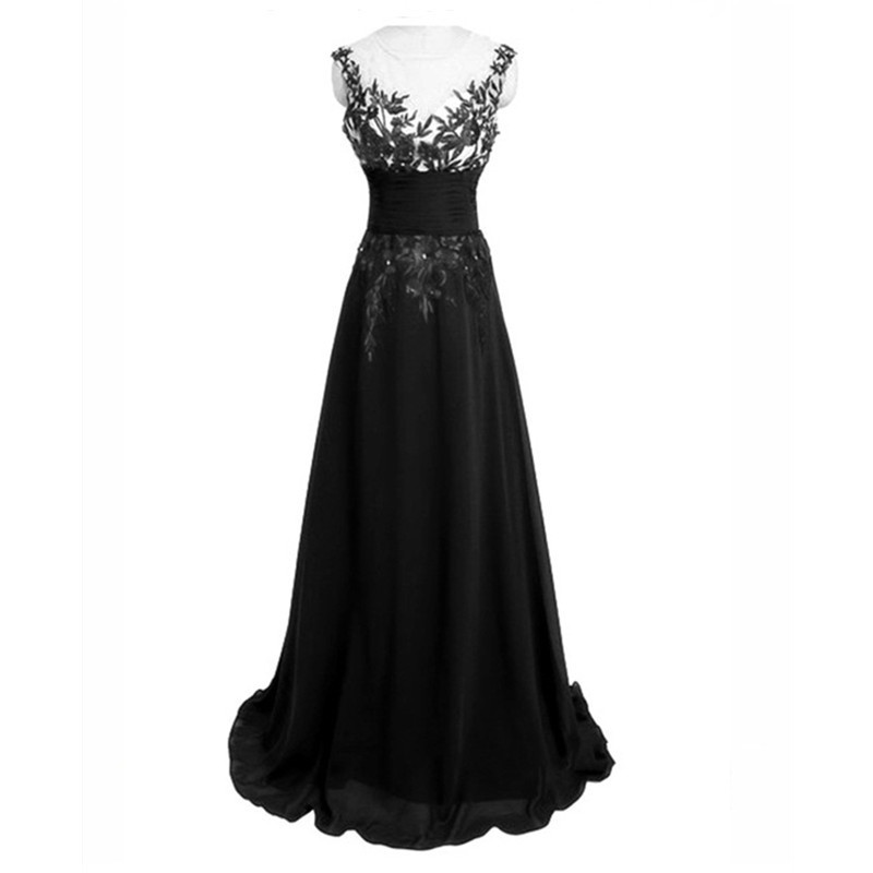 New Arrival Heavy Appliques Evening Dress Long Charming Sleeveless Hollow Out A line Formal Party Dress with Beading 201114