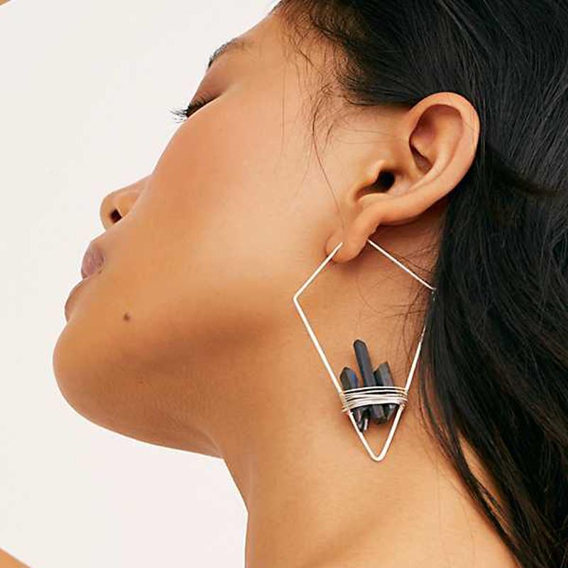 ZFYIN 4 Colors Natural Quartz Druzy Stone V Shape Geometric Wire Hoop Earrings for Women
ZFYIN 4 Colors Natural Quartz Druzy Stone V Shape Geometric Wire Hoop Earrings for Women