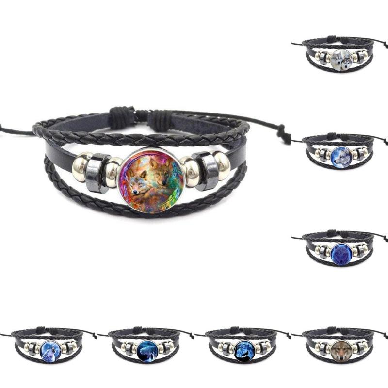 EJ Glaze For Women Kids Gift Cartoon Glass Cabochon Jewelry Black Leather Bracelet Bangle Moon Wolf Howling
EJ Glaze For Women Kids Gift Cartoon Glass Cabochon Jewelry Black Leather Bracelet Bangle Moon Wolf Howling
