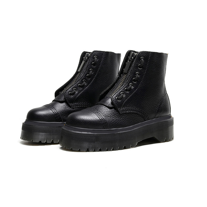 Women platform bottes 8 holes front zipper soft leather designer short ankle booties black frauen stiefel, Black side zipper
Women platform bottes 8 holes front zipper soft leather designer short ankle booties black frauen stiefel, Black side zipper