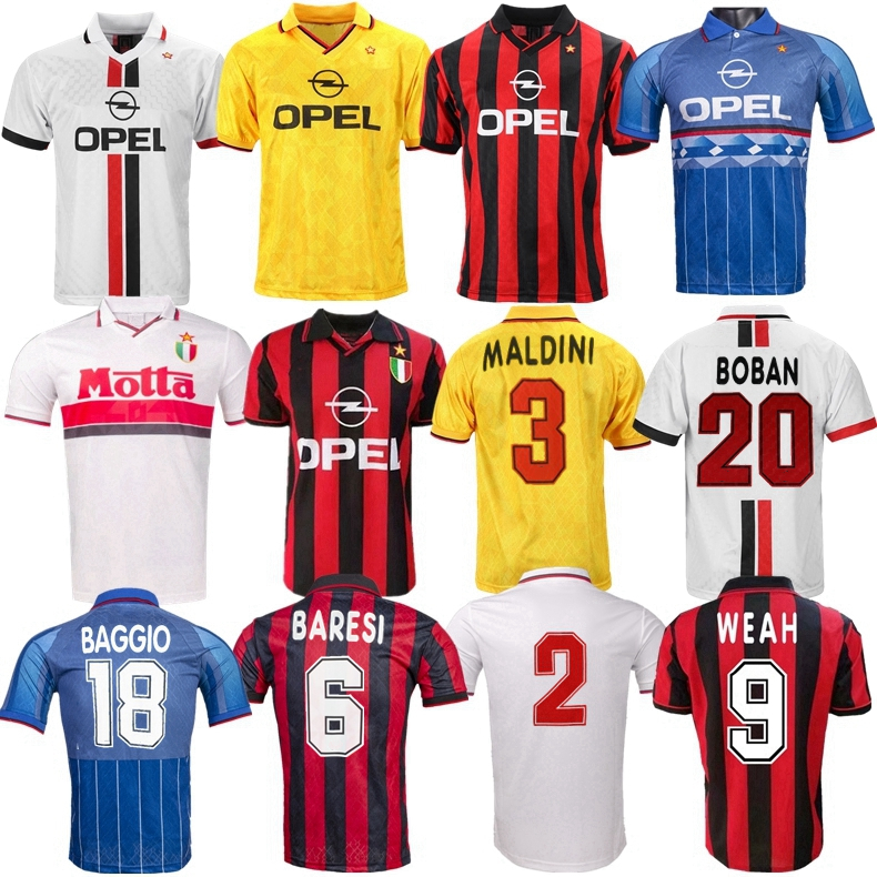 1995 1996 1997 Baggio Weah Boban retro soccer jersey Milan 1993 1994 Maldini Di Canio SAVICEVIC BARESI vintage ac classic football shirt