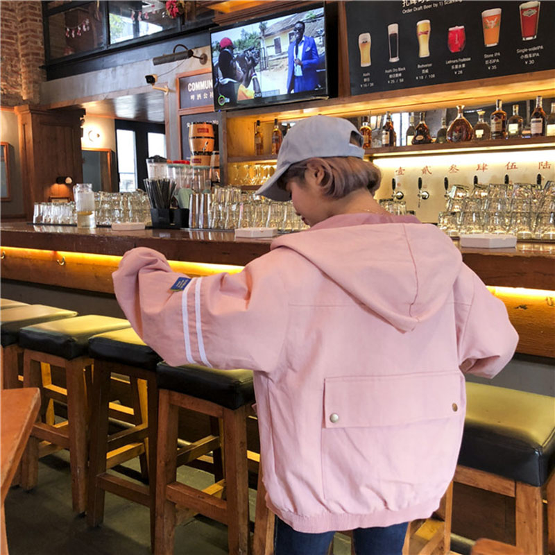 ZURICHOUSE Harajuku Jackets Women's Spring 2019 New Long Sleeve Hooded Basic Coat Loose All-match Bomber Jacket Female T200319