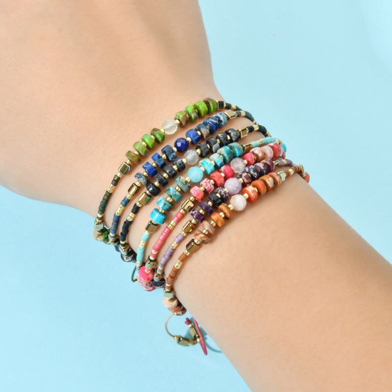 High Quality Japanese Seedbeads Natural Stone Strands Adjustable Glass Beads Bracelet for Women