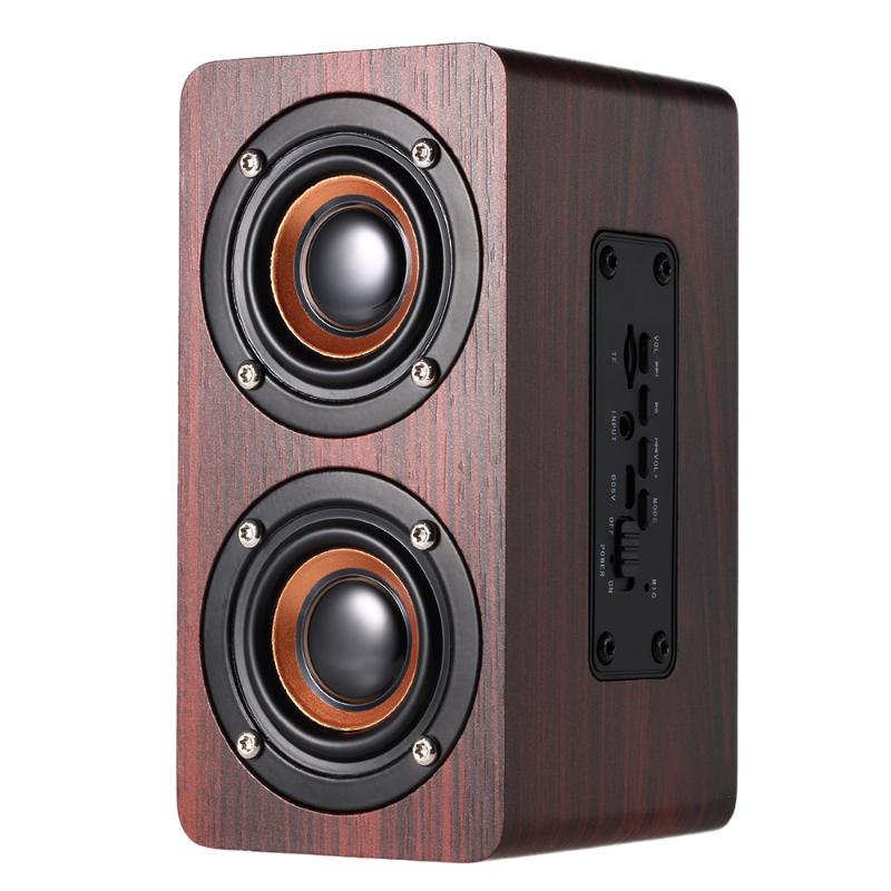 

W5 Bluetooth Speaker Red Wood Grain BT 4.2 Dual Louderspeakers Super Bass Subwoofer Hands-free with Mic 3.5mm AUX-IN TF Card