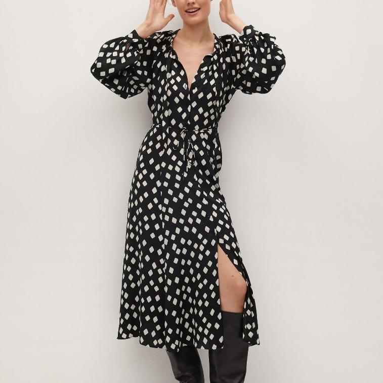 Woman Dress 2020 Fall New Geometric Print Long Sleeve Maxi Dresses for Women Korean Fashion Bow Sashes Elegant Black Dress
Woman Dress 2020 Fall New Geometric Print Long Sleeve Maxi Dresses for Women Korean Fashion Bow Sashes Elegant Black Dress