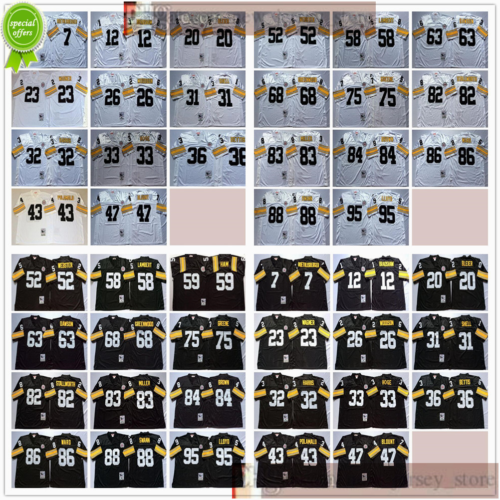 NCAA Football Retro Vintage 36 Jerome Bettis Joe Greene Troy Polamalu Mel Blount Mike Webster Jack Lambert Dawson LC Greenwood Jerseys Mens, Same as picture
NCAA Football Retro Vintage 36 Jerome Bettis Joe Greene Troy Polamalu Mel Blount Mike Webster Jack Lambert Dawson LC Greenwood Jerseys Mens, Same as picture