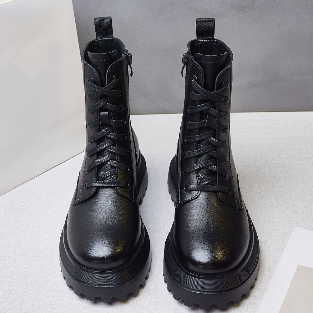 Hot Sale 2021 Brand New Fashion Genuine Leather INS HOT Sale Chunky Heels Platform Motorcycles Boots Shoes Women Leather Lady Footwear