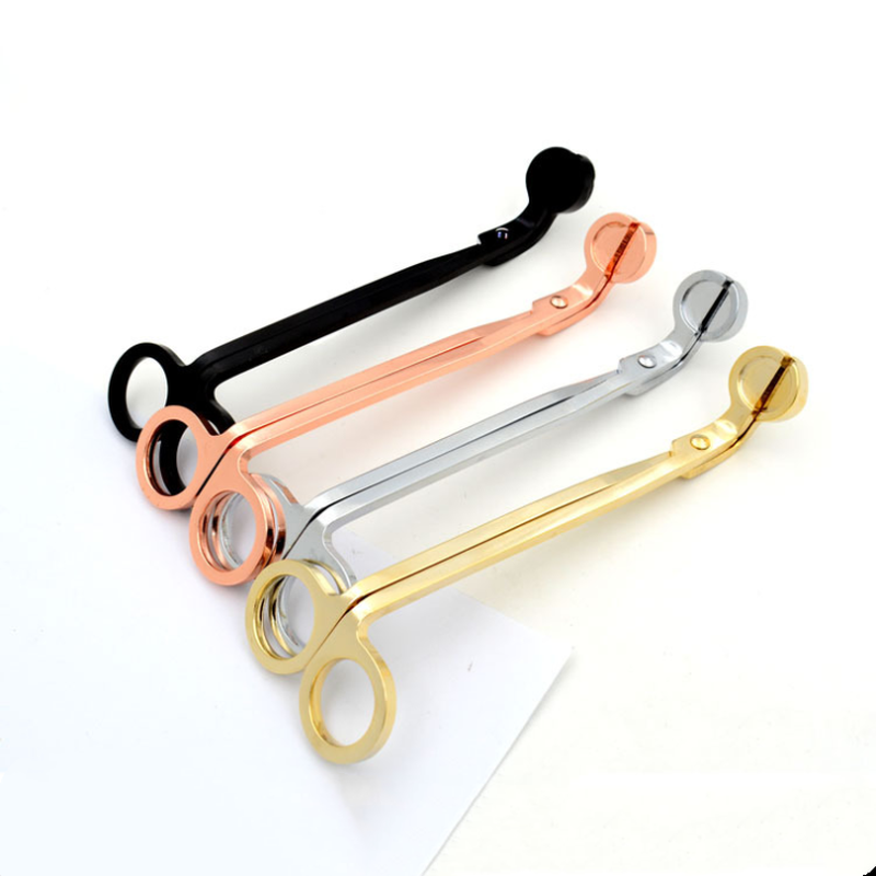 Candle Scissors Bulk Black and Snuffer Safe Tools Stainless Steel Snuffers Cutter Clips Oil Lamp Trim Cut Spent Wicks Cleaner Burn Prevent Soot Buildu