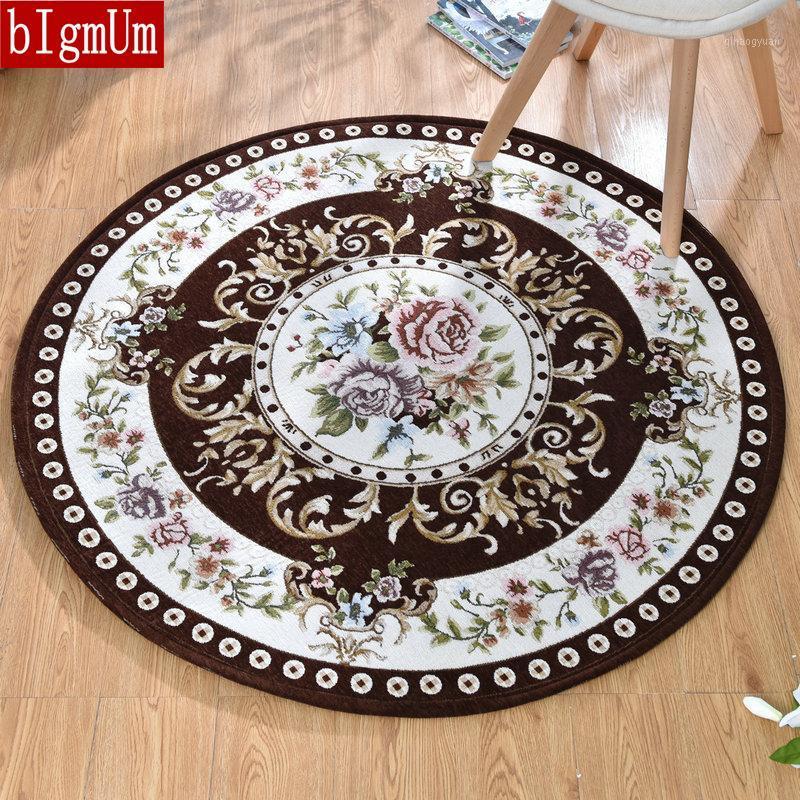 

Luxury Round Carpet For Living Room Jacquard Classical Non-slip Floral Floor Mats Bedroom Kids Play Water Absorption Area Rugs1, Color no 2