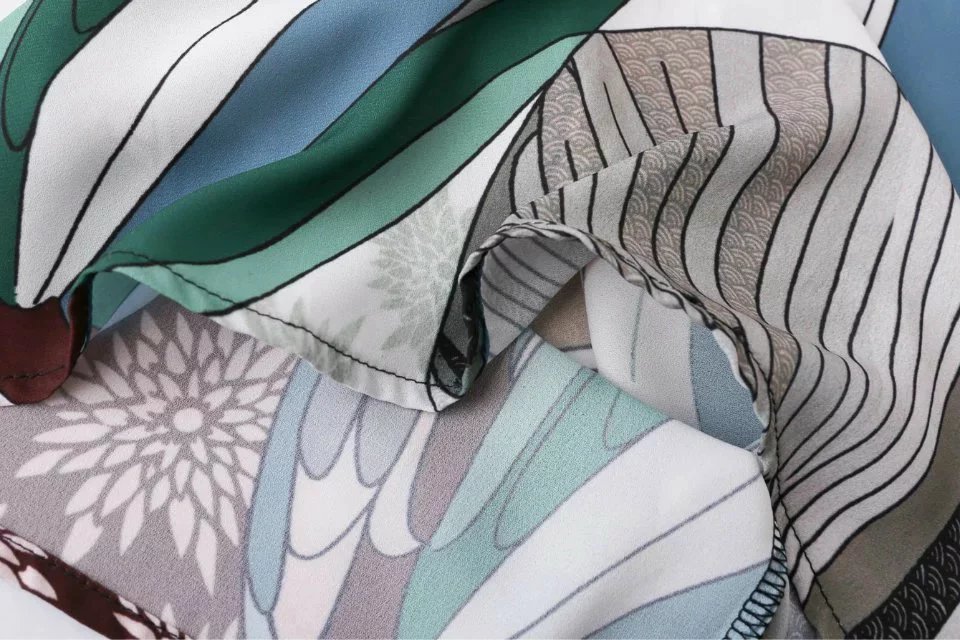 CHEERART Japanese Wide Leg Pants Women Ukiyoe Print Summer Pants Loose Trousers Palazzo Pants Blue Clothing 201106