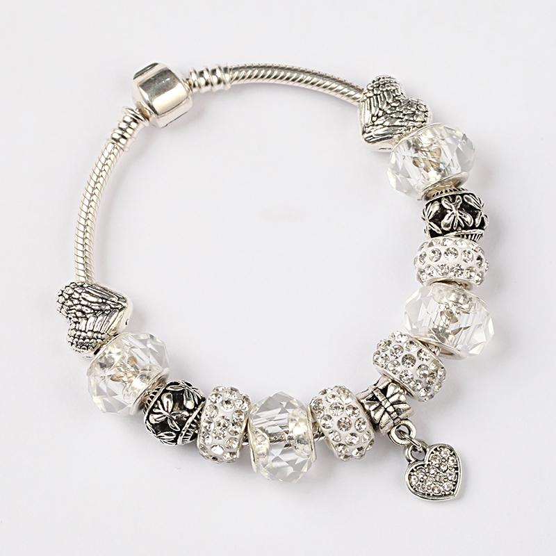 Charm Bracelets Leabyl Classic Simle Series White Crystal Diy Women Bracelet Bangle Silver Color Heart Flower Bead
Charm Bracelets Leabyl Classic Simle Series White Crystal Diy Women Bracelet Bangle Silver Color Heart Flower Bead