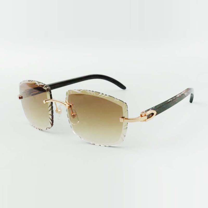 2021 designers sunglasses 3524023 cuts lens natural black textured buffalo horn temples glasses, size: 58-18-140mm