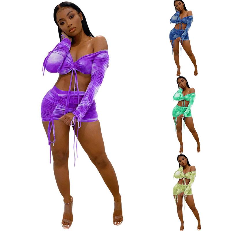 Tie Dye Print Drawstring Sexy Co-Ord Sets Women Long Sleeve Ruched Sexy 2 Piece Outfits Club, Purple
Tie Dye Print Drawstring Sexy Co-Ord Sets Women Long Sleeve Ruched Sexy 2 Piece Outfits Club, Purple