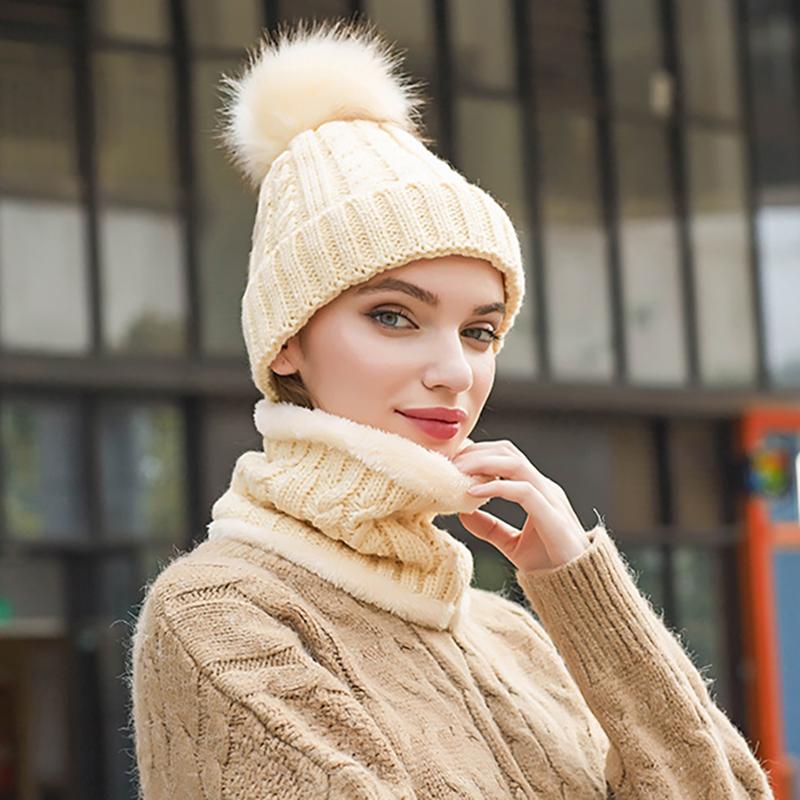 Brand Winter Beanies Hats Women Thicker Warm Knitted Skullies Hat Female Fur Plush Bonnet Caps Outdoor Riding Hat and Scarf Sets, Black
Brand Winter Beanies Hats Women Thicker Warm Knitted Skullies Hat Female Fur Plush Bonnet Caps Outdoor Riding Hat and Scarf Sets, Black