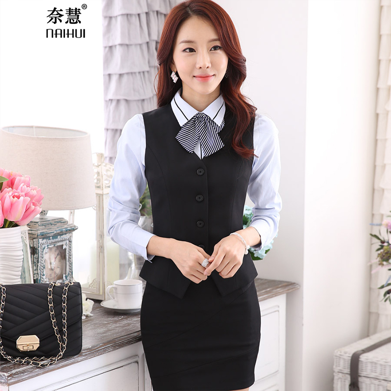 Lenshin Women Elegant OL Waistcoat Vest Gilet V-Neck Business Career Ladies Tops office Formal Work Wear Outerwear 201211