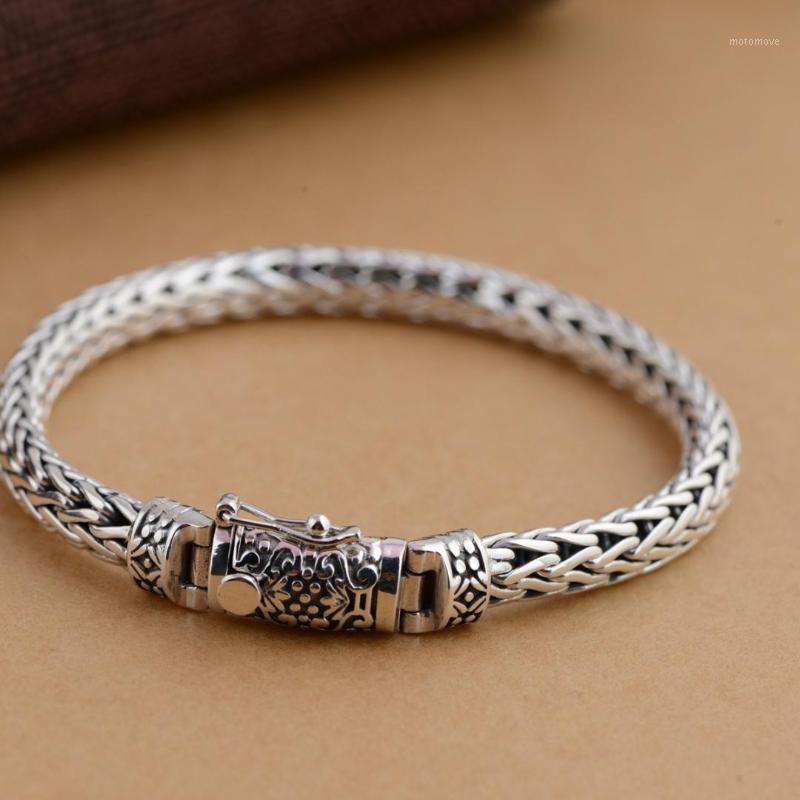 S925 pure silver bracelet hand-woven Personality male money bracelet1