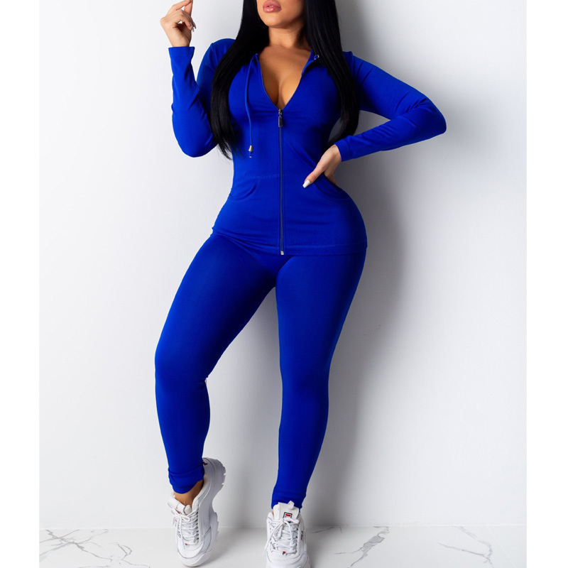 7Colors Women 2 Piece Tracksuit Outfits Sexy Hoodie FullZip Sweatshirt Joggers Pants Sweatsuit Set with Pockets T200630
