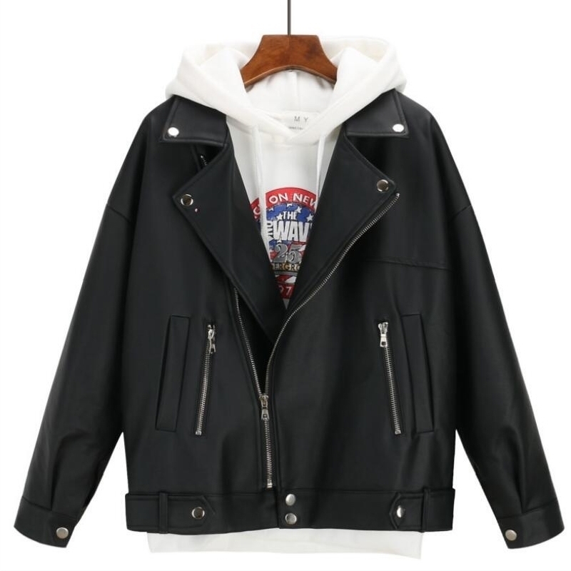 2019 New Arrival Women Autumn Winter Leather Jacket Oversized Boyfriend Korean Style Female Faux Coat Outwear Black 201124, Black plus cotton
2019 New Arrival Women Autumn Winter Leather Jacket Oversized Boyfriend Korean Style Female Faux Coat Outwear Black 201124, Black plus cotton